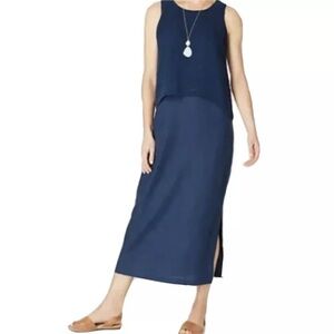 J. Jill PureJill Linen Layered Maxi Dress Womens SP Small Petite Summer‎ Coastal